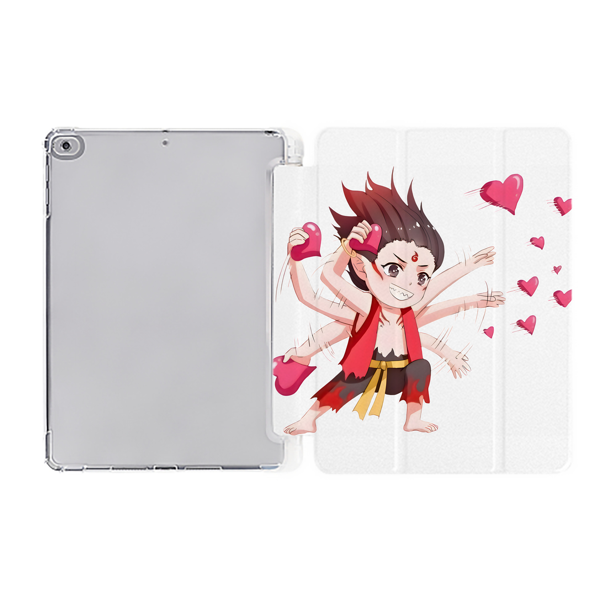 （画像用） Ne Zha 2 ナタ 魔童の大暴れ IPad ケース ペン収納付き 三つ折りスタンド PUレザー×シリコン 対応機種9.5/10.5/10.9インチ